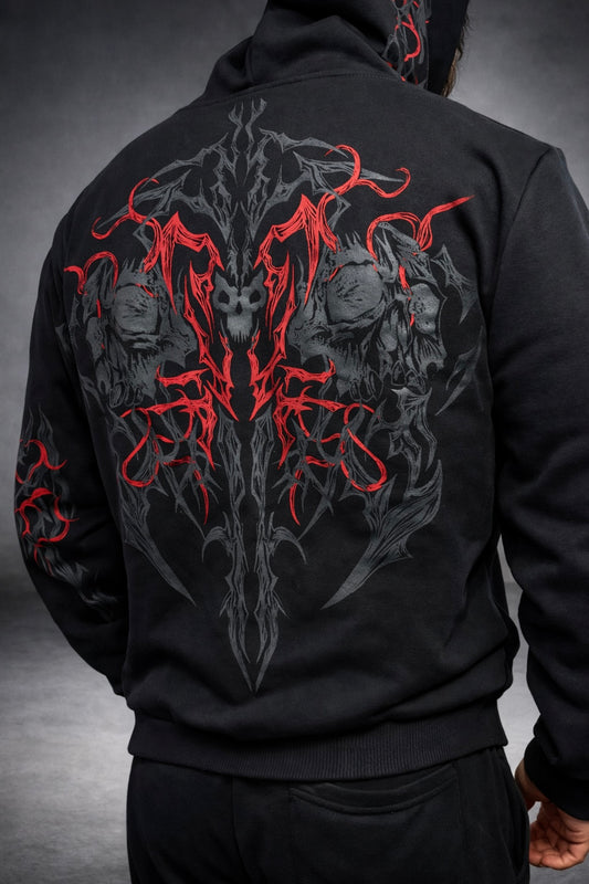 Nocturne Oversize Zip Hoodie Blood Red