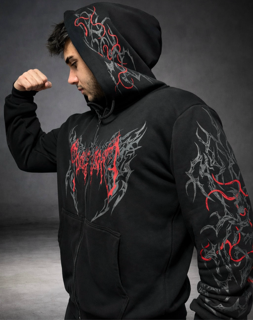 Nocturne Oversize Zip Hoodie Blood Red