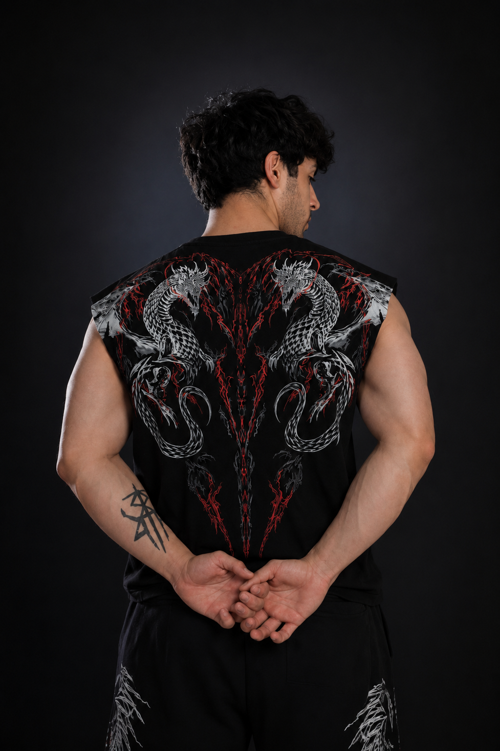 Dragon Oversized Sleeveless T-Shirt Takım