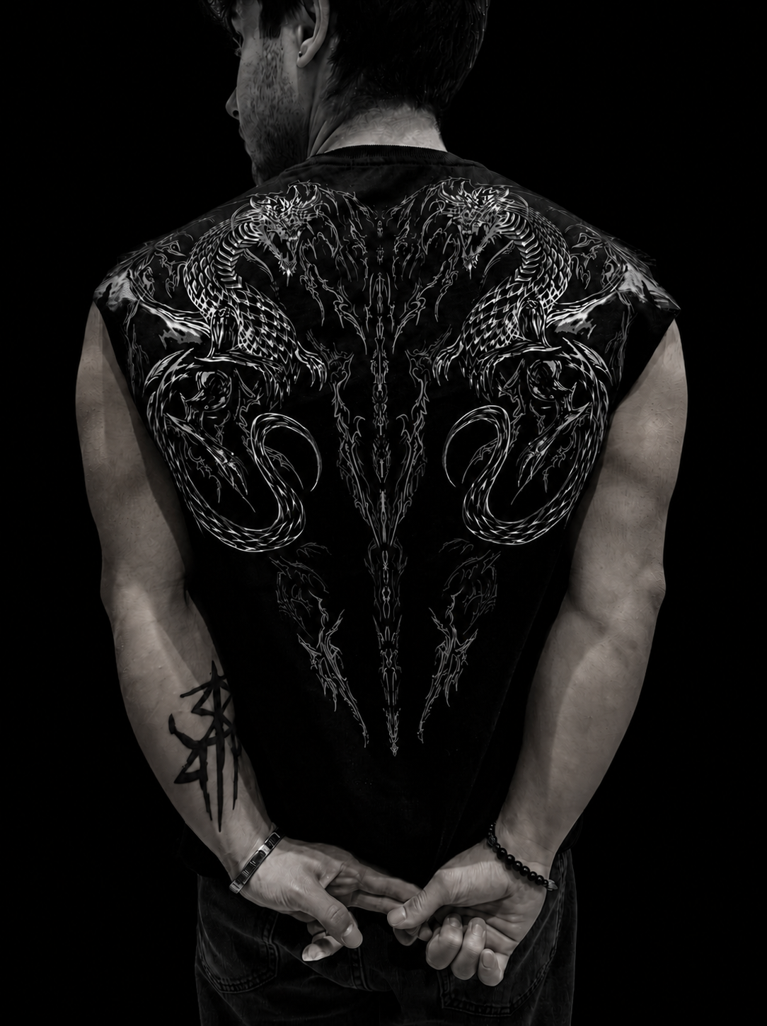 Dragon Oversized Sleeveless T-Shirt [DARKNESS]