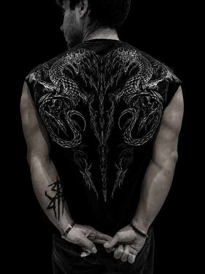 Dragon Oversized Sleeveless T-Shirt [DARKNESS]