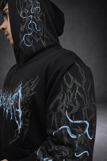 Nocturne Oversized zip-up Hoodie [OCEAN BLUE]