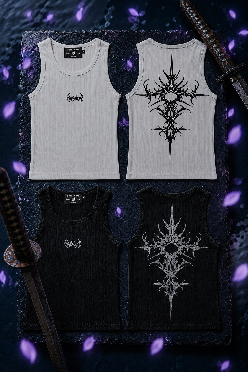 Dragon Ribbed Tank Top [BLACK]