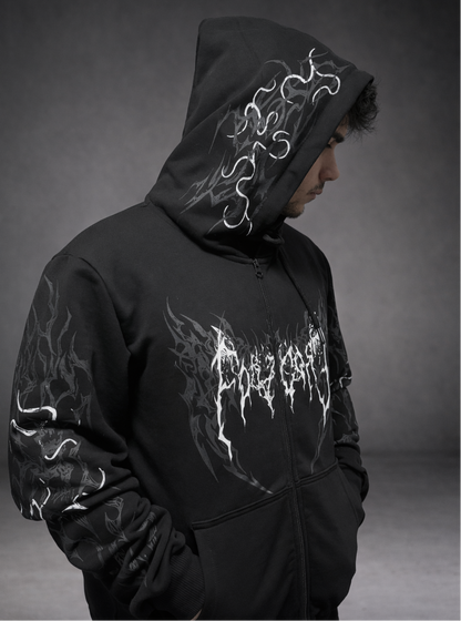 Nocturne Oversize' Zip Hoodie Phantom White