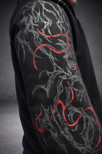 Nocturne Oversize Zip Hoodie Blood  Red