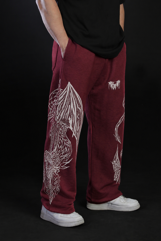 Dragon Baggy Sweatpants [DEEP RED]