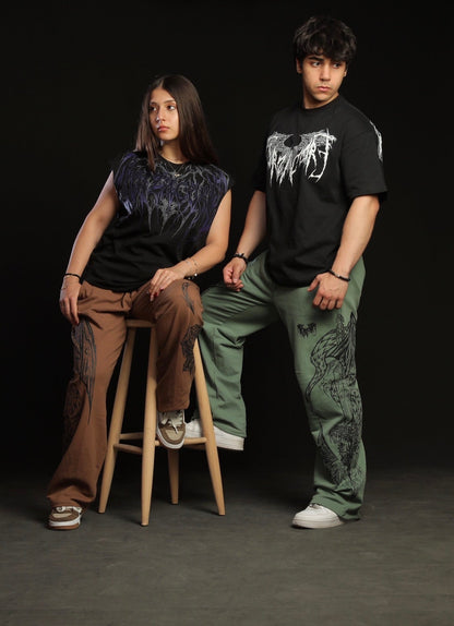 Dragon Baggy Sweatpants [DARK OLIVE GREEN]