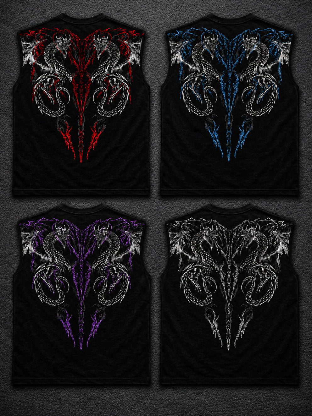 Dragon Oversized Sleeveless T-Shirt  Takım