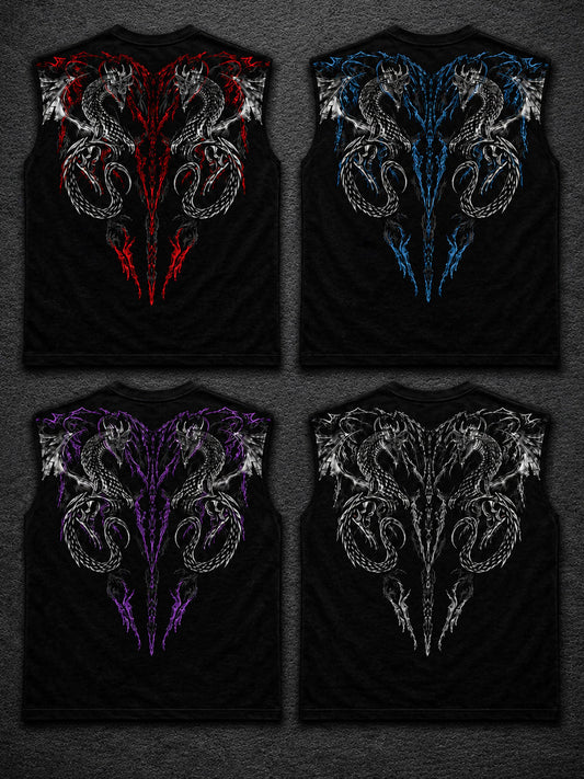 Dragon Oversized Sleeveless T-Shirt  Takım