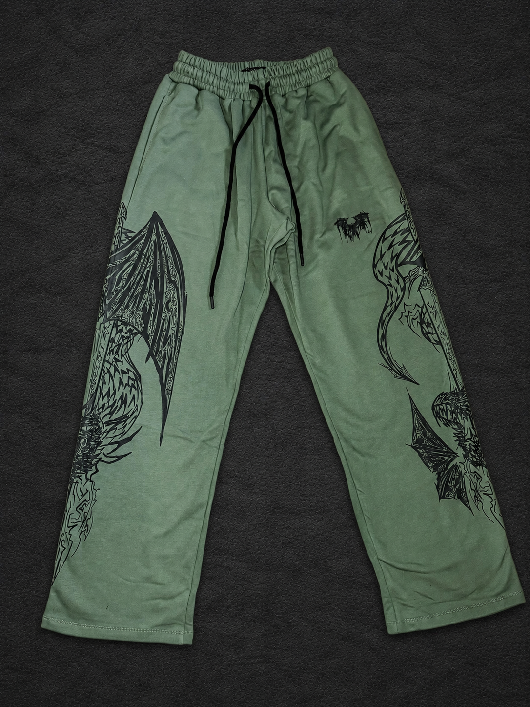 Dragon Baggy Sweatpants [DARK OLIVE GREEN]