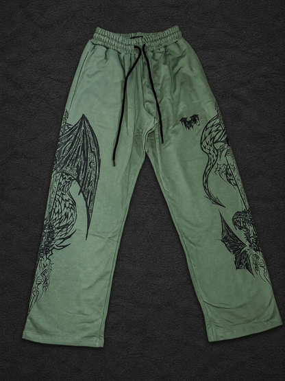 Dragon Baggy Sweatpants [DARK OLIVE GREEN]