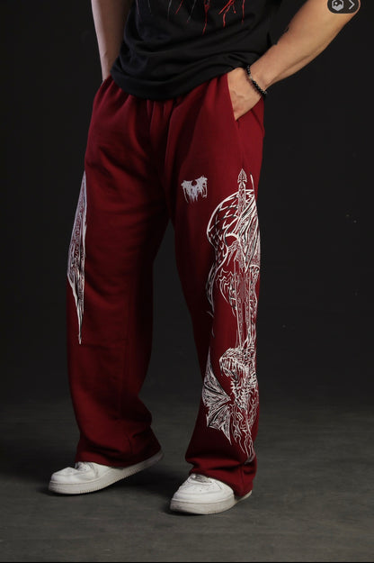 Dragon Baggy Sweatpants [DEEP RED]