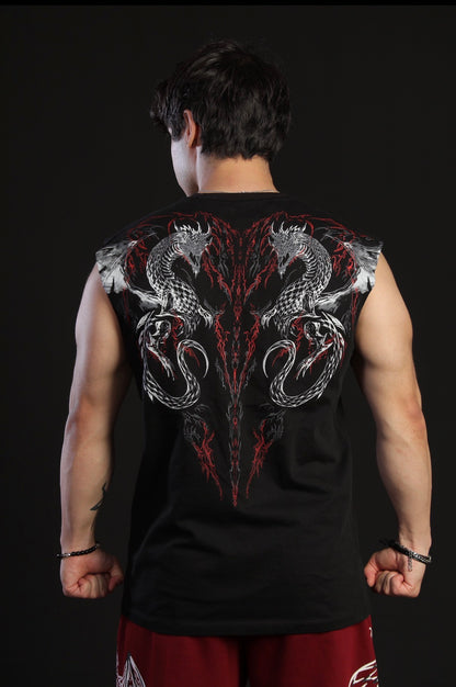 Dragon Oversized Sleeveless T-Shirt  [HEAVENLY RED]