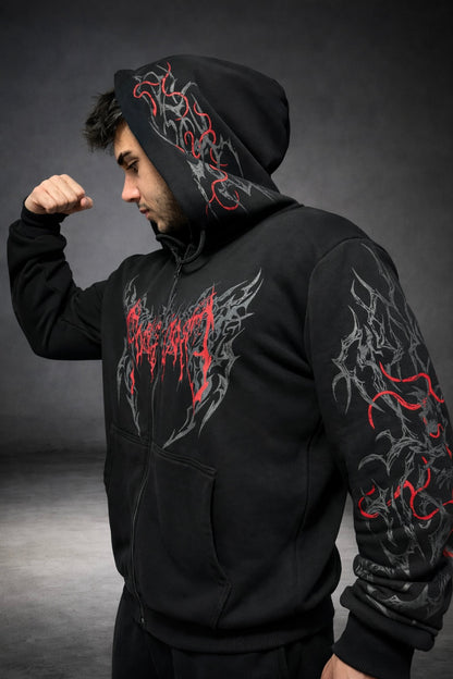 Nocturne Oversize Zip Hoodie Blood  Red