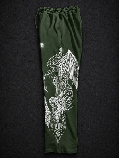 Dragon Baggy Sweatpants [OLIVE GREEN]