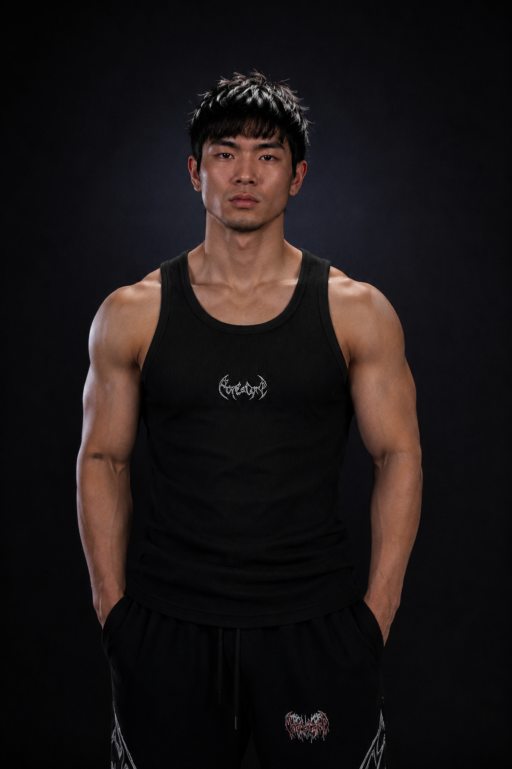Dragon Ribbed Tank Top [BLACK]