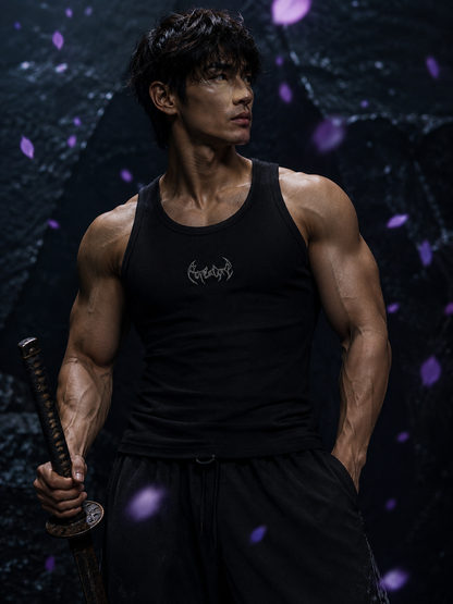 Dragon Ribbed Tank Top [BLACK]