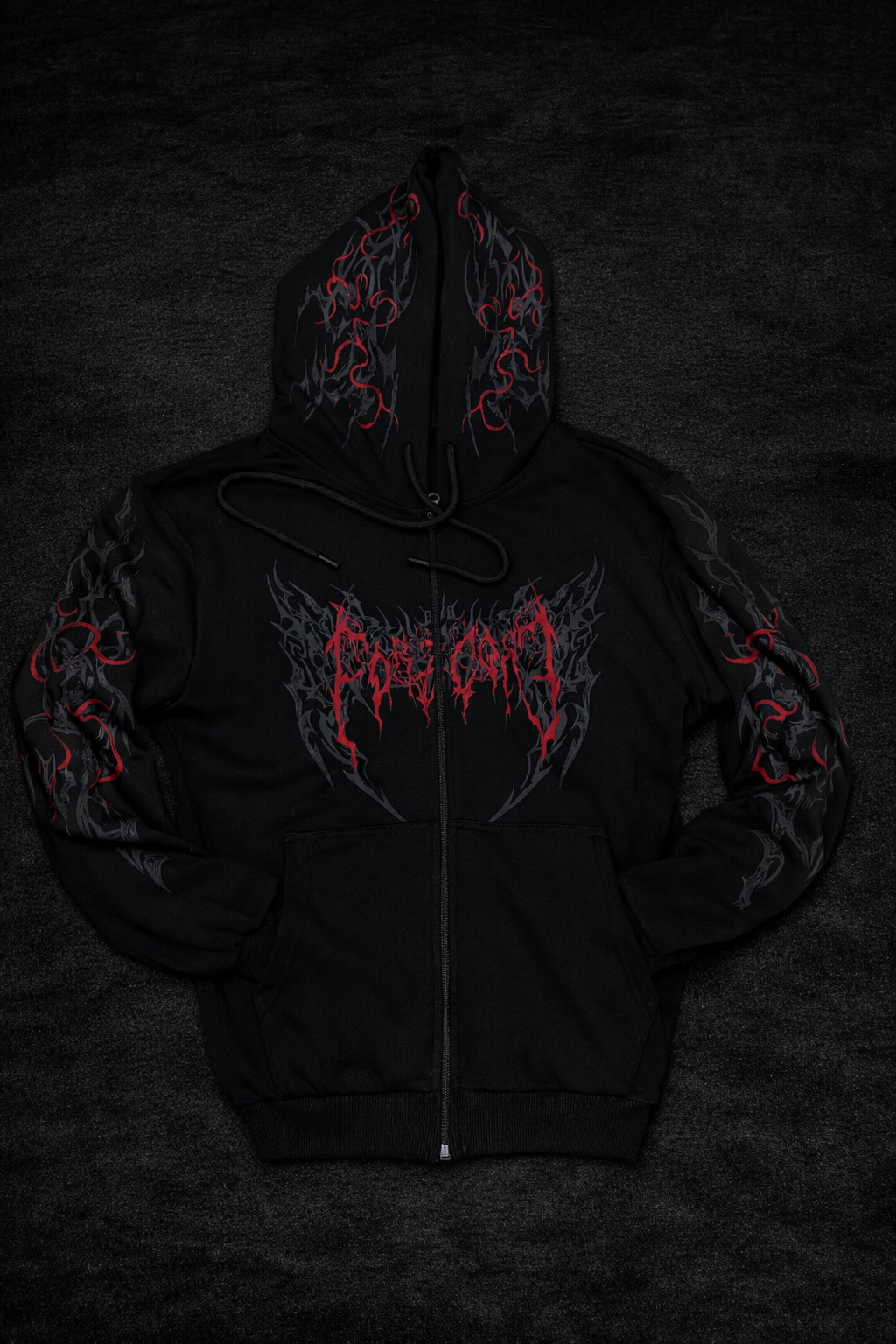Nocturne Oversize Zip Hoodie Blood  Red