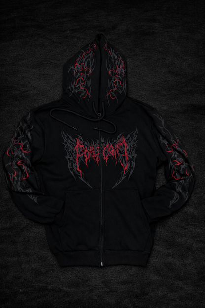Nocturne Oversize Zip Hoodie Blood  Red