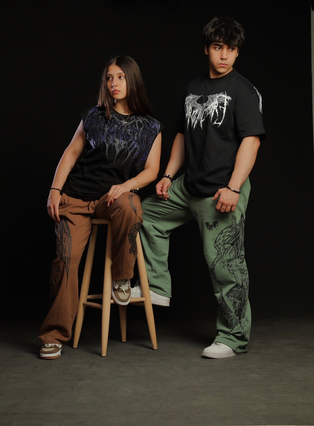 Dragon Baggy Sweatpants [DARK BROWN]