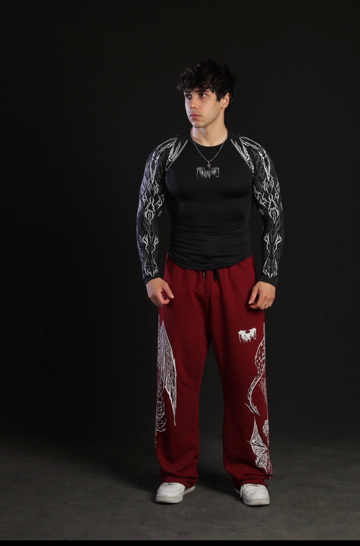 Dragon Baggy Sweatpants [DEEP RED]