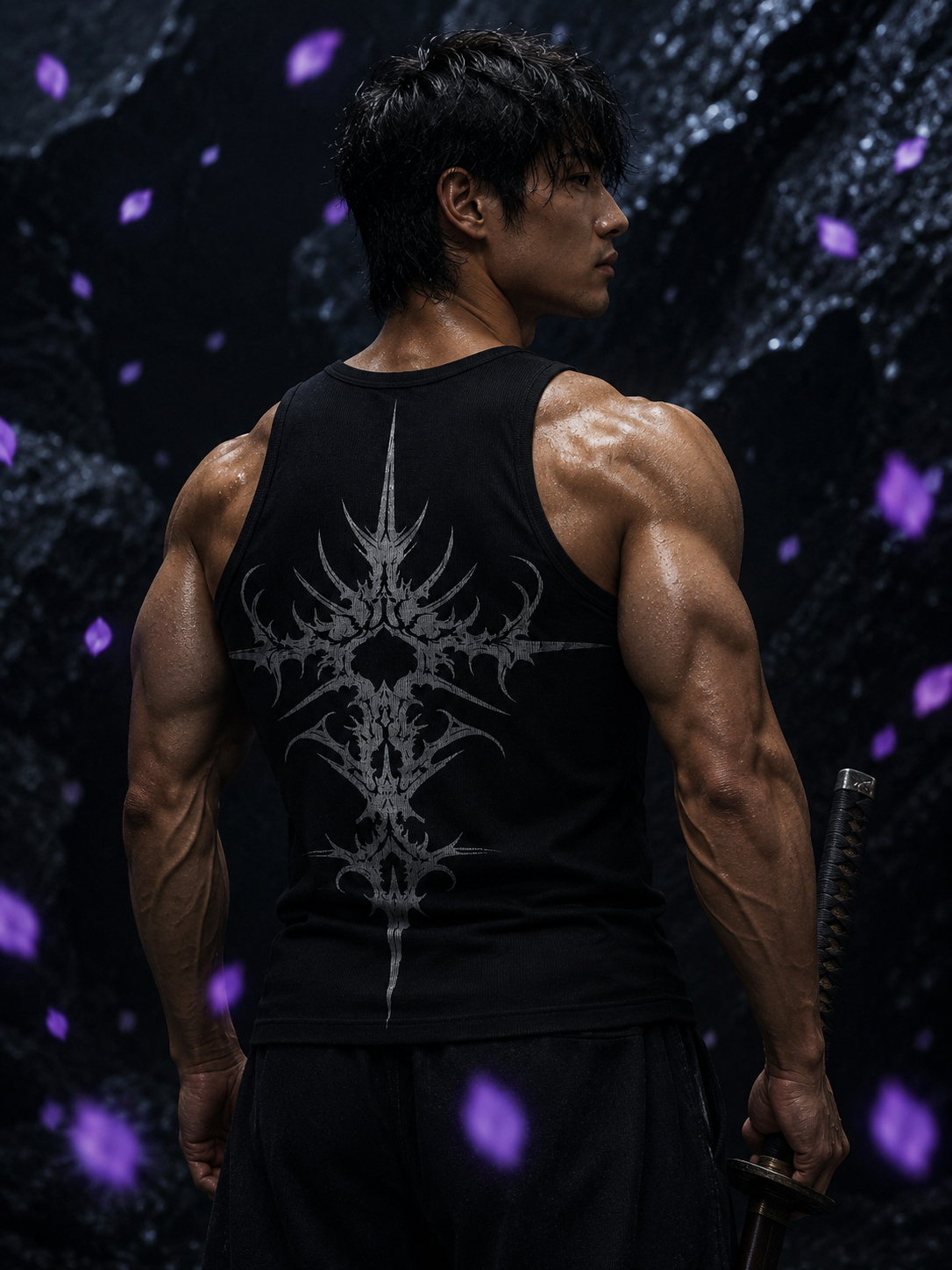 Dragon Ribbed Tank Top [BLACK]