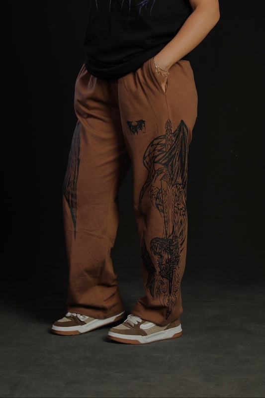 Dragon Baggy Sweatpants [DARK BROWN]