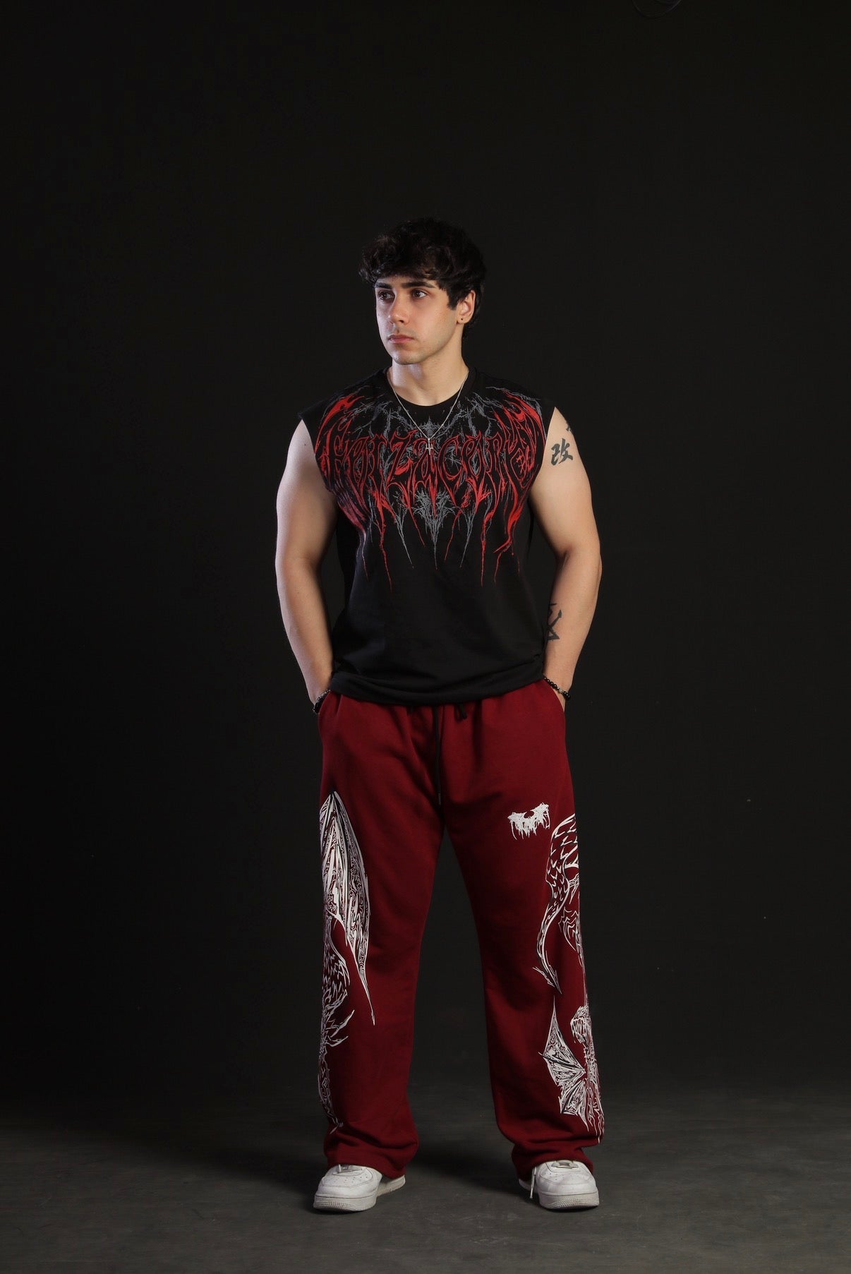 Dragon Oversized Sleeveless T-Shirt  [HEAVENLY RED]
