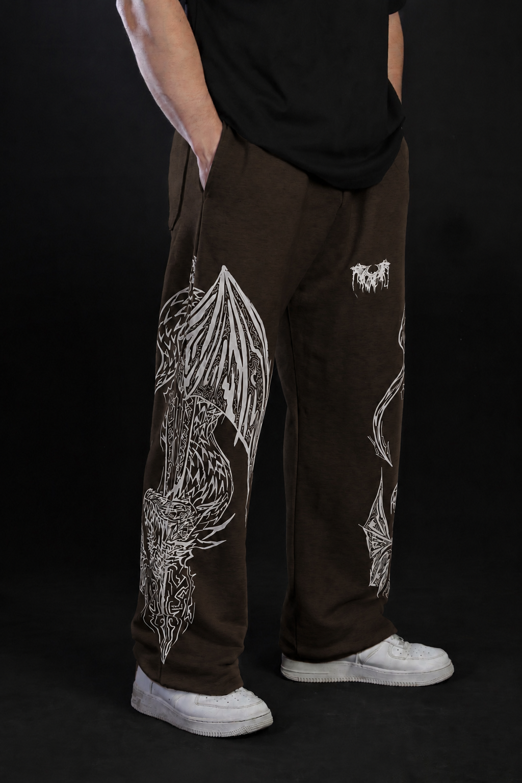 Dragon Baggy Sweatpants [DARK BROWN]