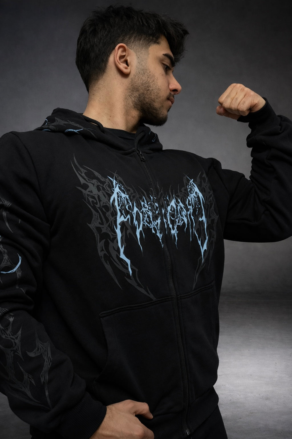 Nocturne Oversized zip-up Hoodie [OCEAN BLUE]