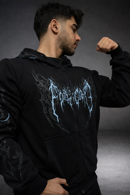 Nocturne Oversized zip-up Hoodie [OCEAN BLUE]