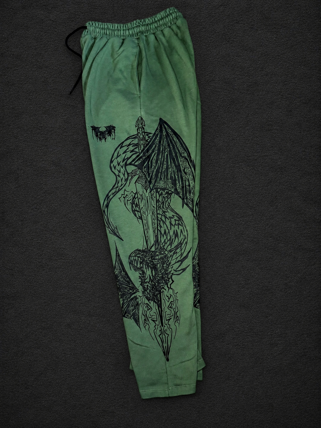 Dragon Baggy Sweatpants [DARK OLIVE GREEN]