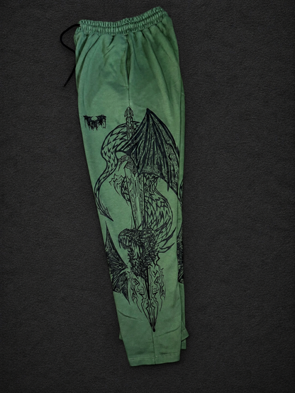 Dragon Baggy Sweatpants [DARK OLIVE GREEN]