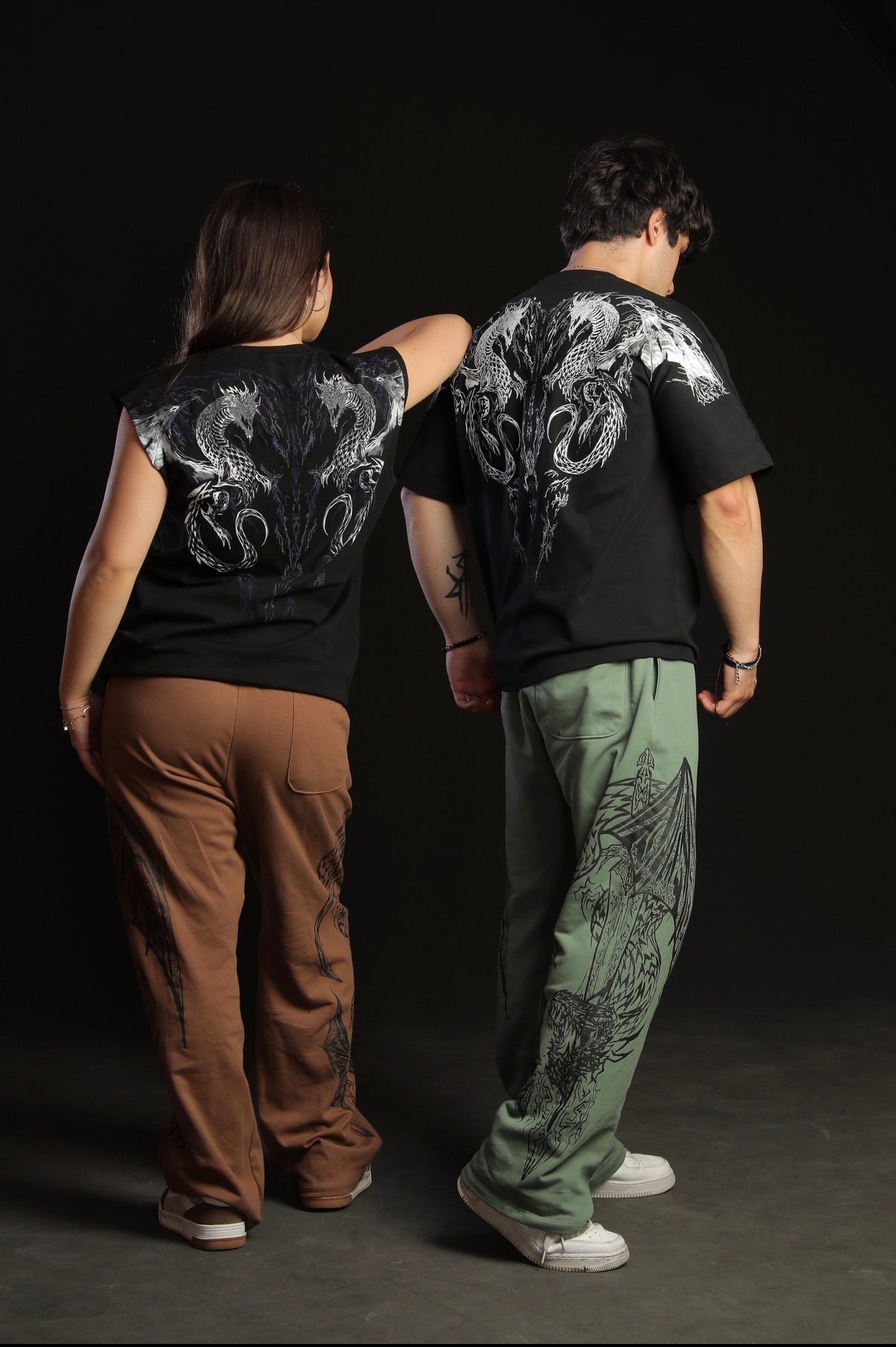 Dragon Baggy Sweatpants [DARK OLIVE GREEN]