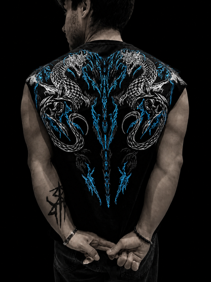 Dragon Oversized Sleeveless T-Shirt [OCEAN BLUE]