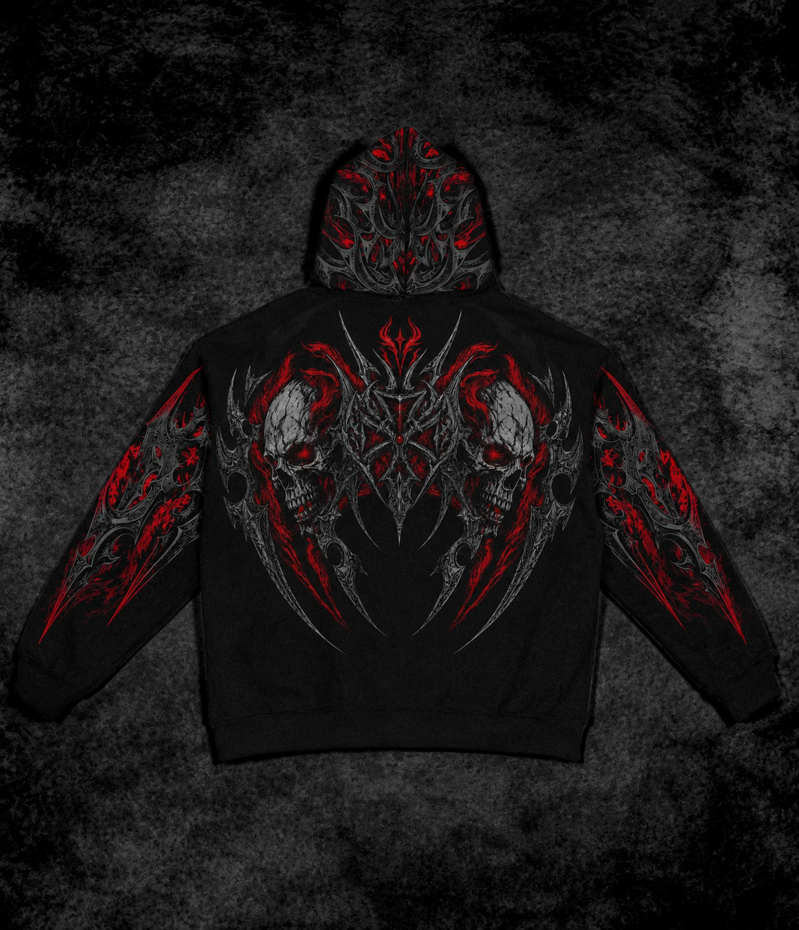 Eclipse Oversized zip-up Hoodie [CRIMSON RED]