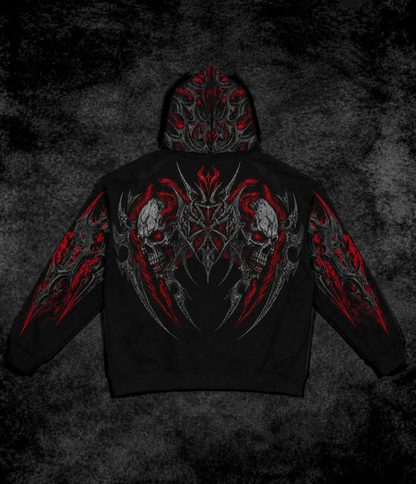 Eclipse Oversized zip-up Hoodie [CRIMSON RED]