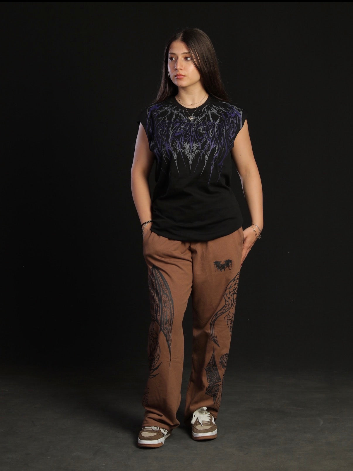 Dragon Baggy Sweatpants [DARK BROWN]