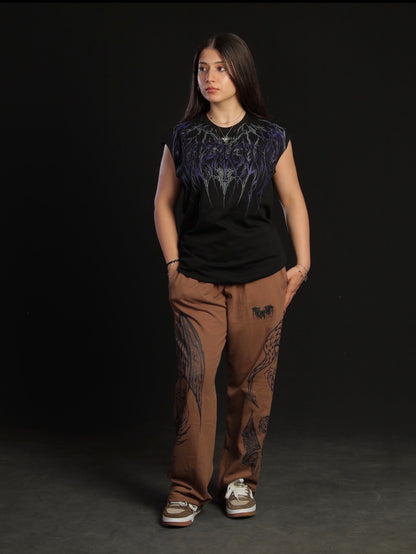 Dragon Baggy Sweatpants [DARK BROWN]