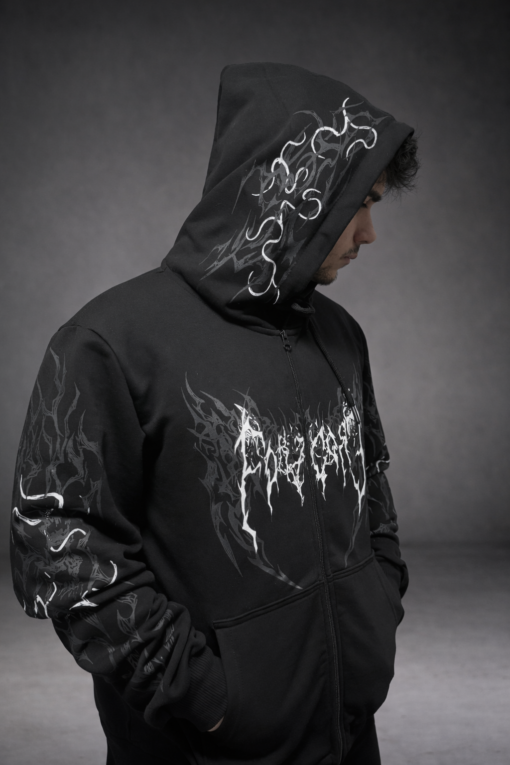 Nocturne Oversize' Zip Hoodie Phantom White
