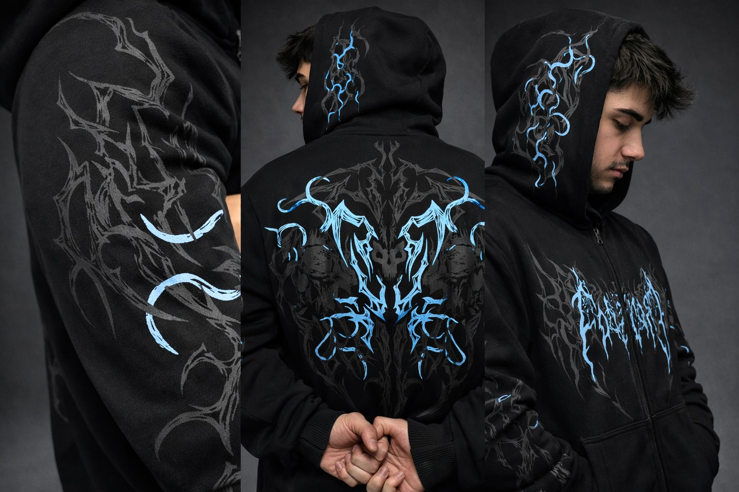 Nocturne Oversized zip-up Hoodie [OCEAN BLUE]