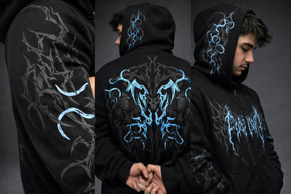 Nocturne Oversized zip-up Hoodie [OCEAN BLUE]