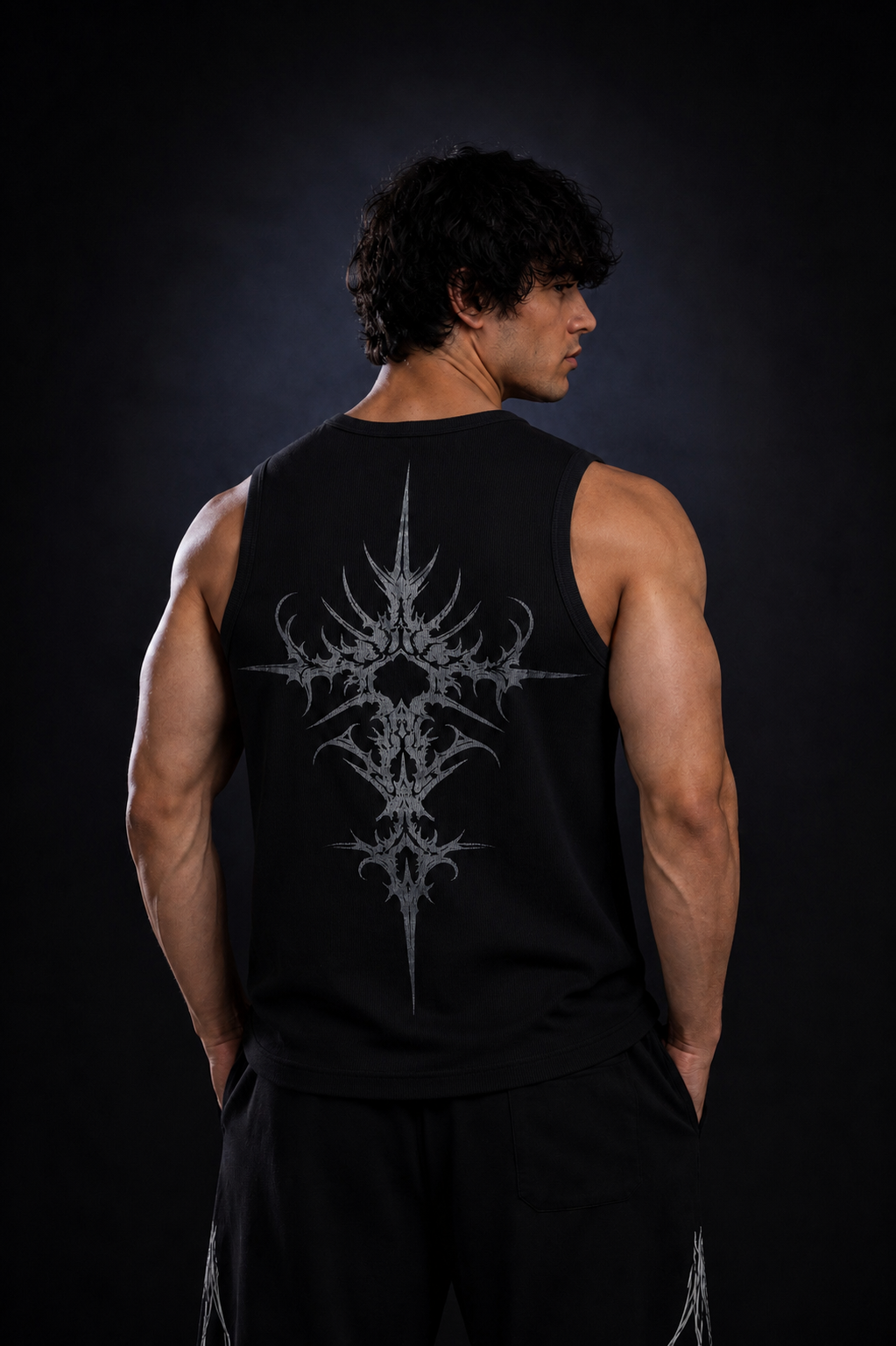 Dragon Ribbed Tank Top [BLACK]