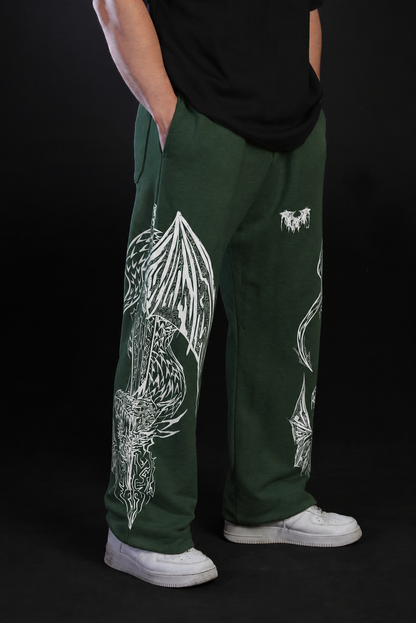 Dragon Baggy Sweatpants [OLIVE GREEN]