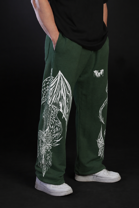 Dragon Baggy Sweatpants [OLIVE GREEN]