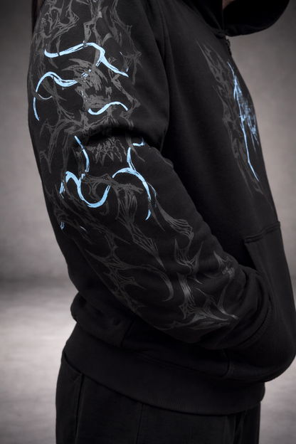 Nocturne Oversized zip-up Hoodie [OCEAN BLUE]