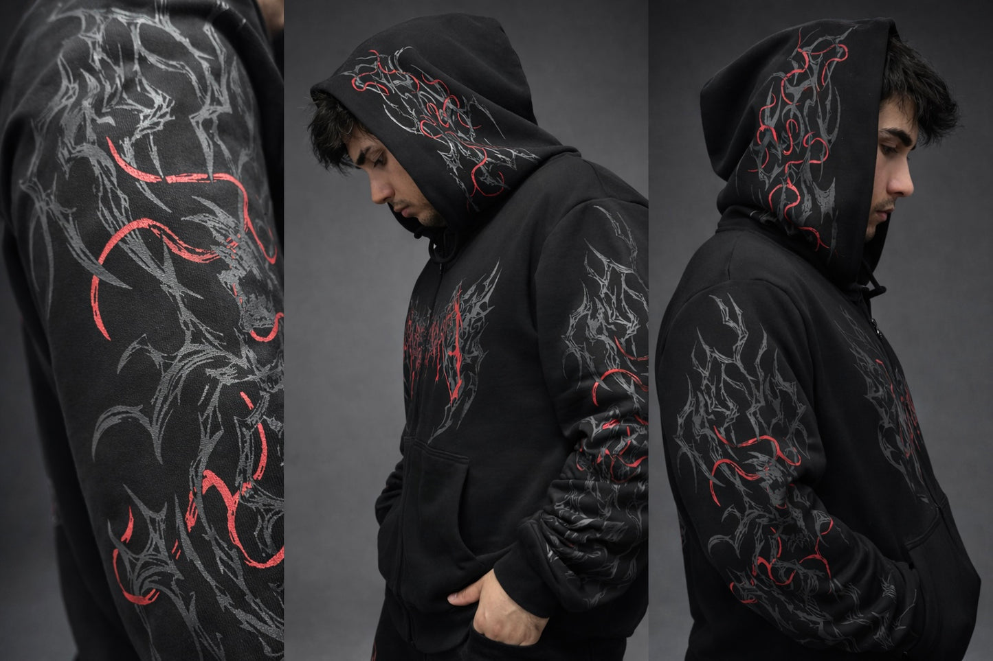 Nocturne Oversize Zip Hoodie Blood  Red