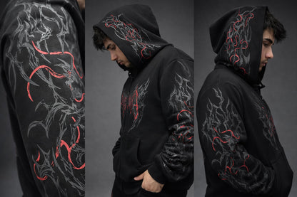 Nocturne Oversize Zip Hoodie Blood  Red