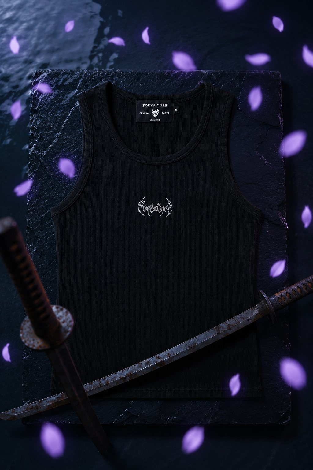 Dragon Ribbed Tank Top [BLACK]