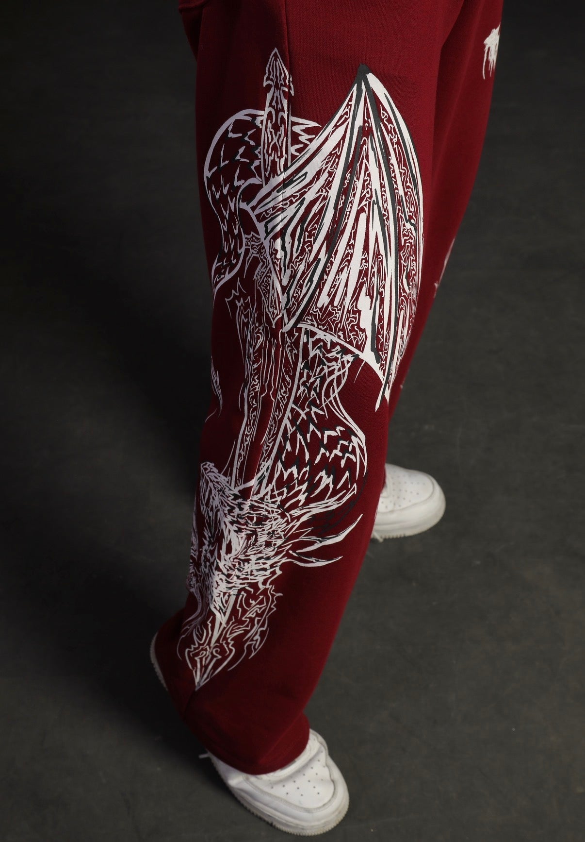Dragon Baggy Sweatpants [DEEP RED]
